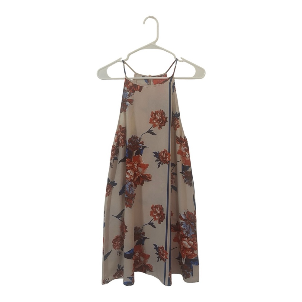 Chelsea & Violet Cream Floral Dress With Orange and Blue Accents